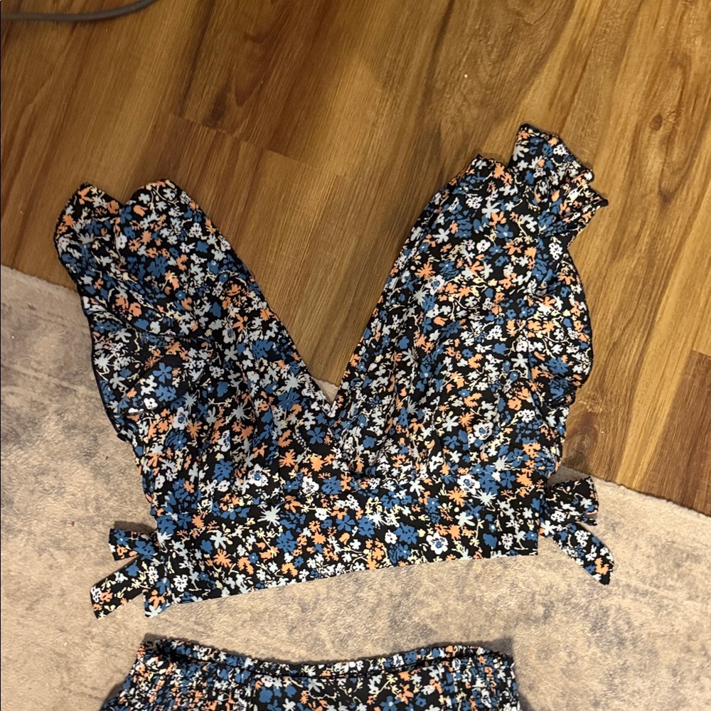 Floral Sleeveless Top with Ruffle Detail